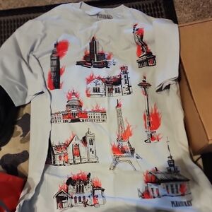 Pleasures Gray Graphic Short Sleeve Tee  New Without Tags